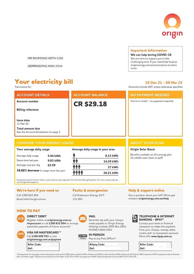 RayCoxPowerBill 01 Solar Panel Installation - Kiama